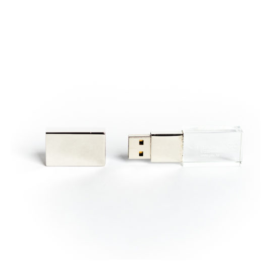 Crystal Flash Drive with Opened Chrome Cover
