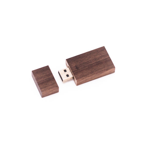 Rustic Wooden Flash Drive with Opened Cover